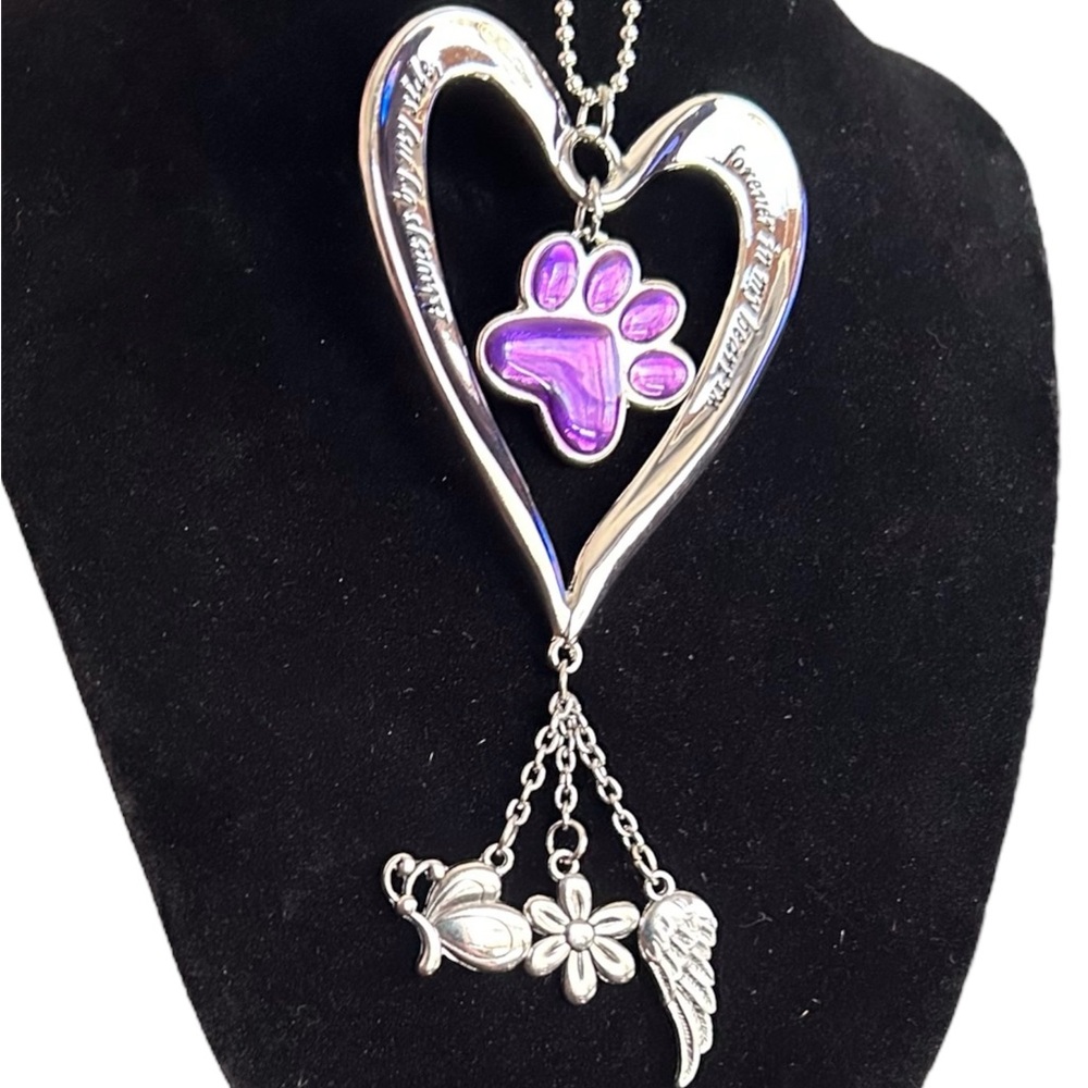 New Car Charm/Keychain Beloved Pet Memorial With Paw Print & Charms